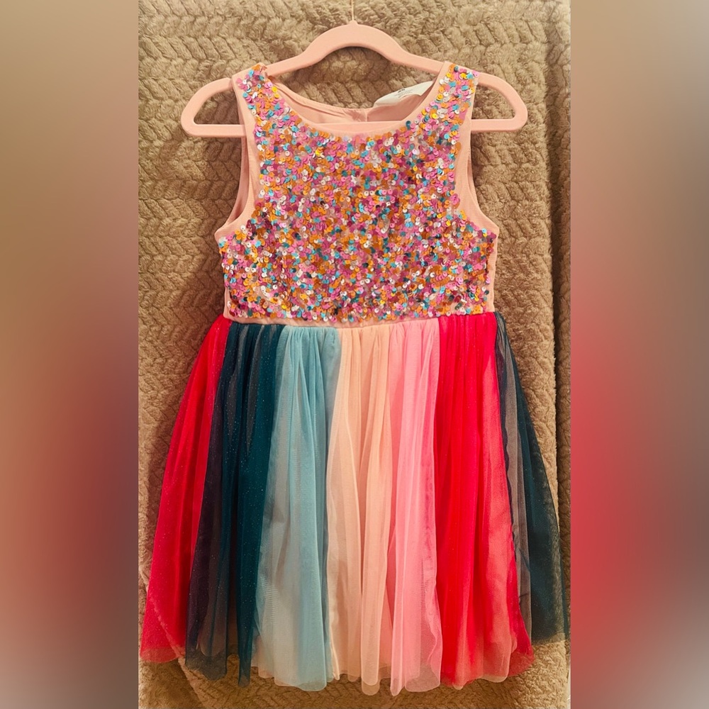H&M Pink Sequin multi color tulle Dress